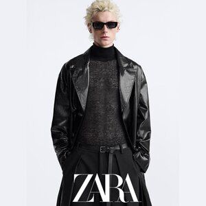 Zara Matrix Coat (NEW) - Black - Size S - SHINY OVERSIZED LIMITED EDITION